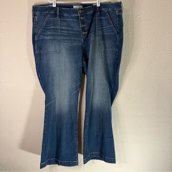 Torrid Blue Flare Vintage Stretch Mid Rise Jeans - Picture 3 of 11